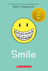 Cover of book 'Smile' by Raina Telgemeier.