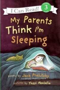 Child reading under blanket, cat sleeping nearby.