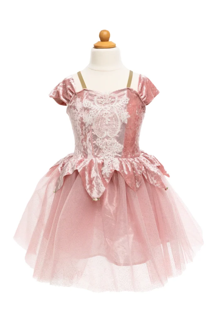 Pink velvet tutu dress with lace details