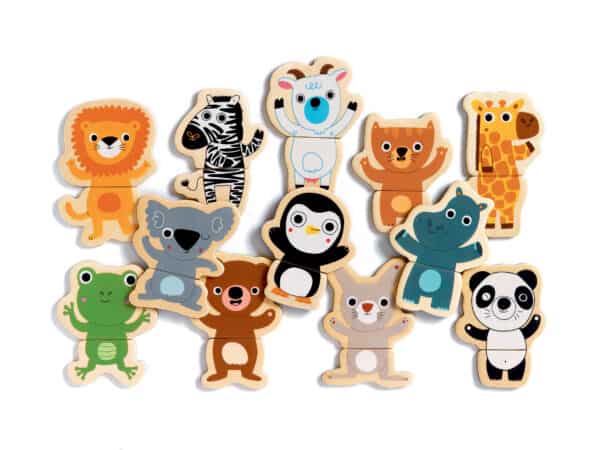 Colorful animal cartoon stickers in various poses.