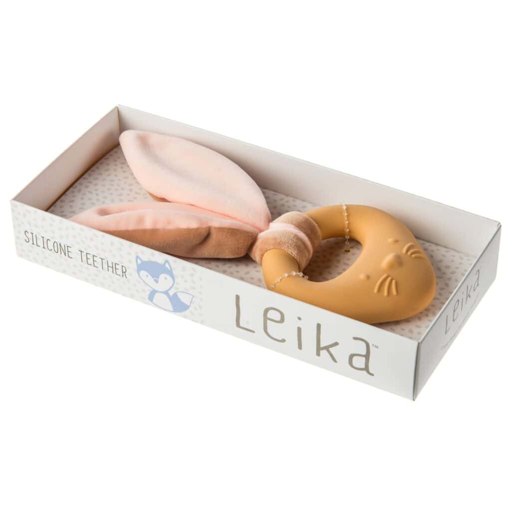 Leika silicone baby teether in packaging