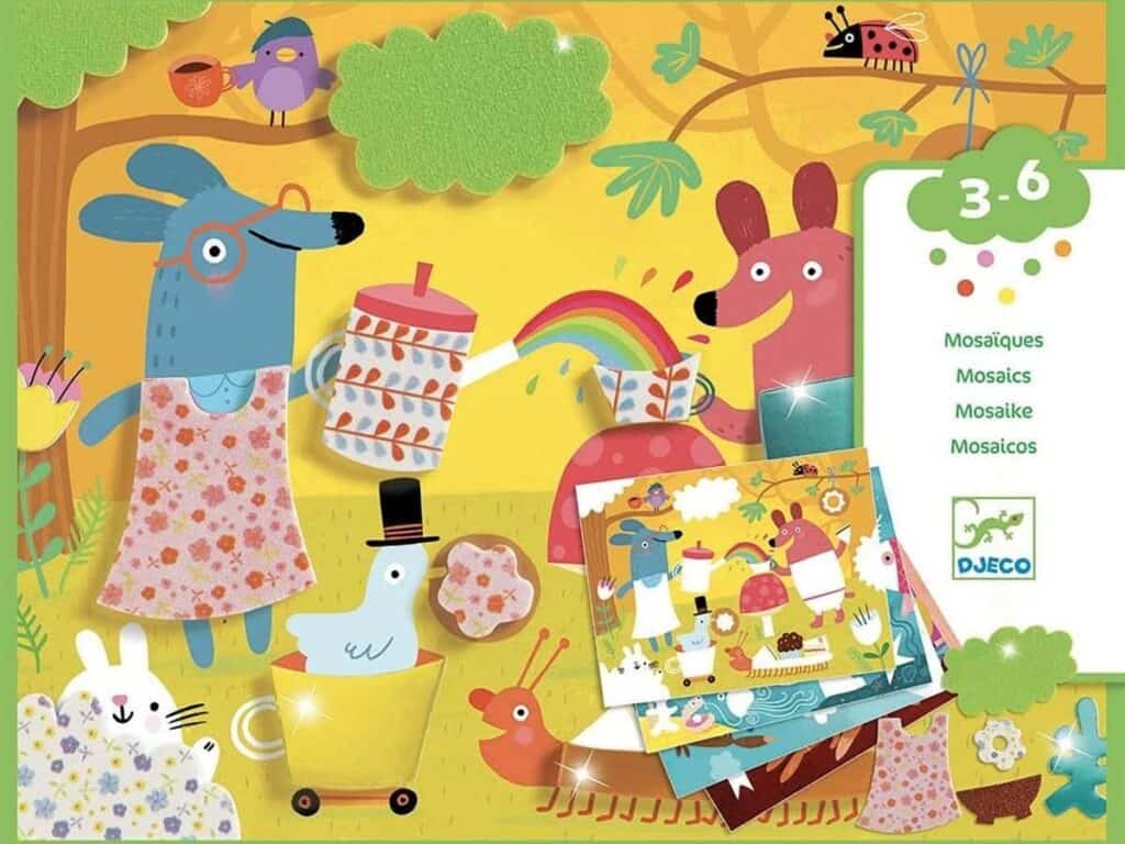 Colorful mosaic puzzle for children ages 3-6.