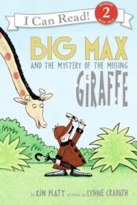 Book cover: Big Max detective story with giraffe.