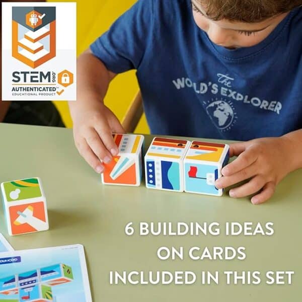 Child playing with STEM educational cubes