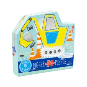 Digger puzzle box with construction theme, 20 pieces.
