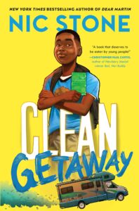 Clean Getaway book cover with boy and RV.