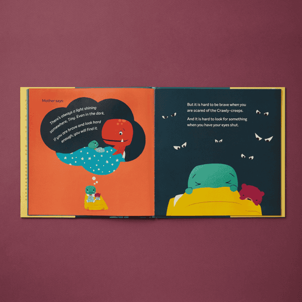 Children's book pages about bravery and fear.