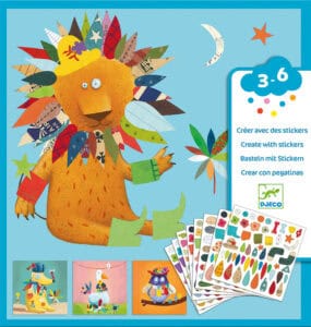 Colorful sticker art kit for kids ages 3-6.