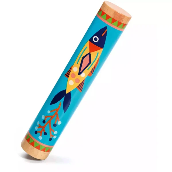 Colorful rainstick with fish design