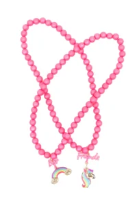 Pink best friends bead bracelets with charms