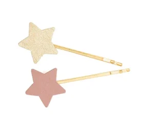 Star-shaped hairpins, gold and pink