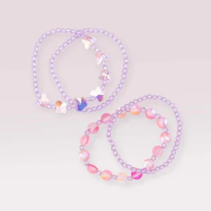 Purple beaded bracelets with butterfly charms