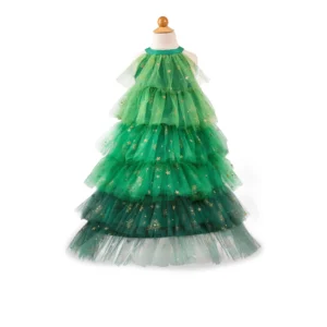 Green dress with gold star patterns