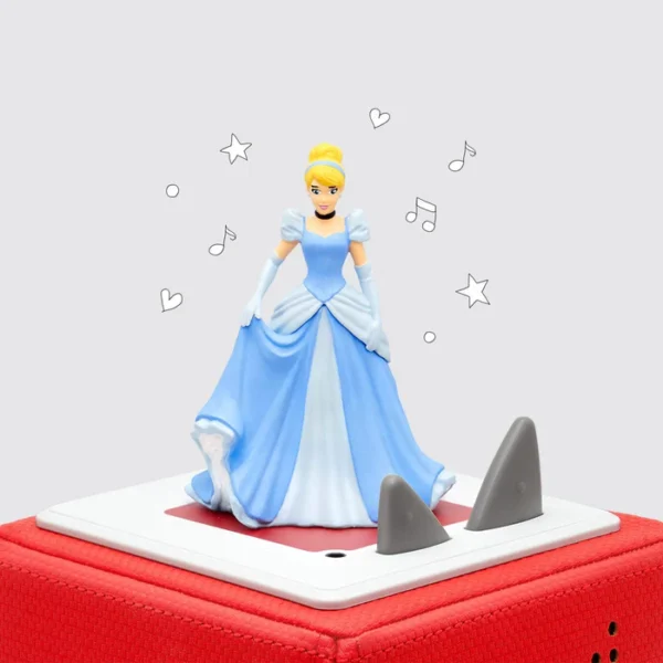 Fairy tale figure in blue dress with music notes.