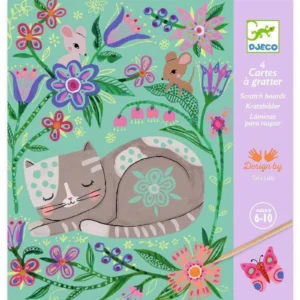 Djeco scratch art set with flowers and animals