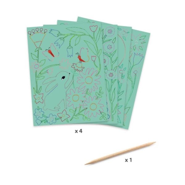 Scratch art kit with flowers and butterflies