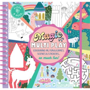 Magic multi play coloring book with activities and stickers.
