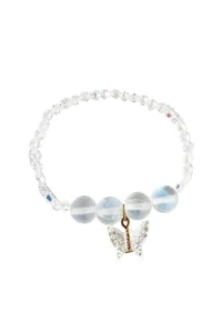 Crystal beaded bracelet with butterfly charm