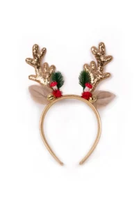 Glittery reindeer antler headband with decor