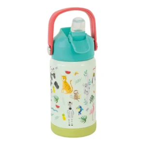 Kids' animal-themed water bottle with straw