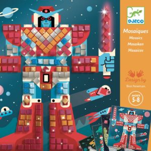 Colorful robot mosaic kit for ages 5-8.