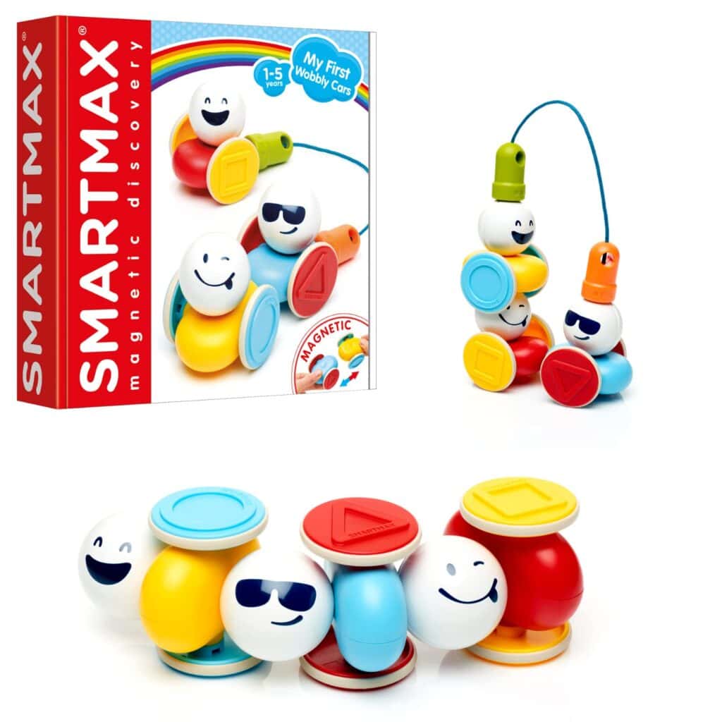 Colorful magnetic toy cars for toddlers.