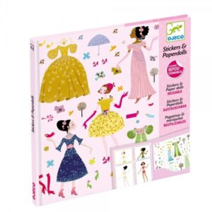 Djeco reusable paperdolls and dress-up stickers set.