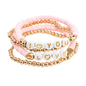 Pink and gold love message bracelets