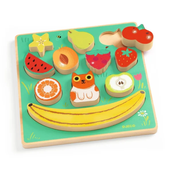 Colorful wooden fruit shape puzzle for kids