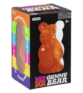 Orange Nee Doh gummy bear toy in box.