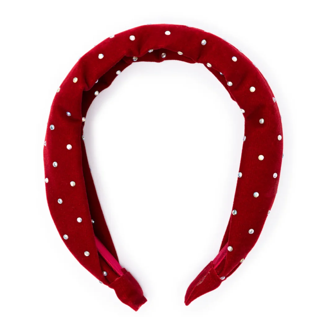 Red headband with silver studs