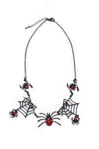 Spider necklace with red gemstones