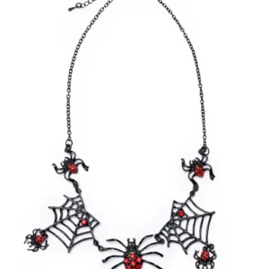 Spider necklace with red gemstones