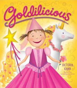 Goldilicious book cover with girl in pink dress.