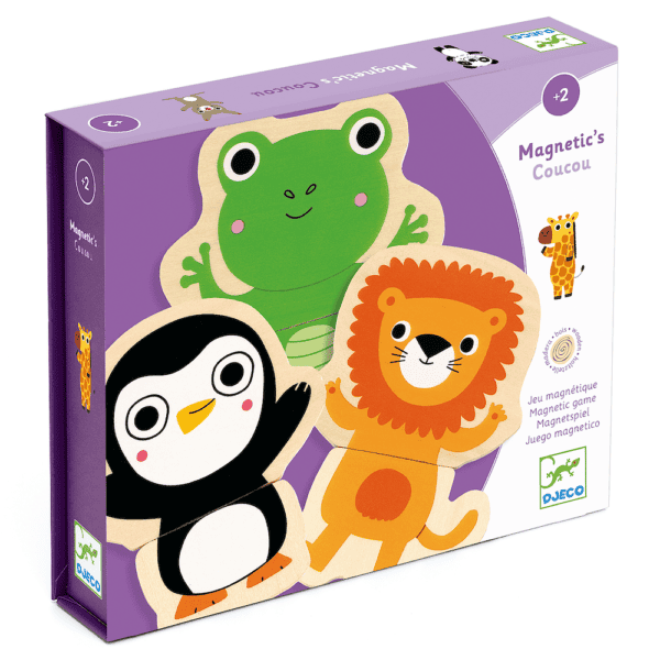 Djeco animal-shaped magnetic game box