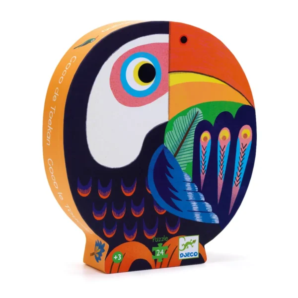 Colorful toucan puzzle box for children, ages 3+