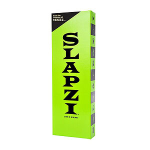 Slapzi card game box, lime green packaging