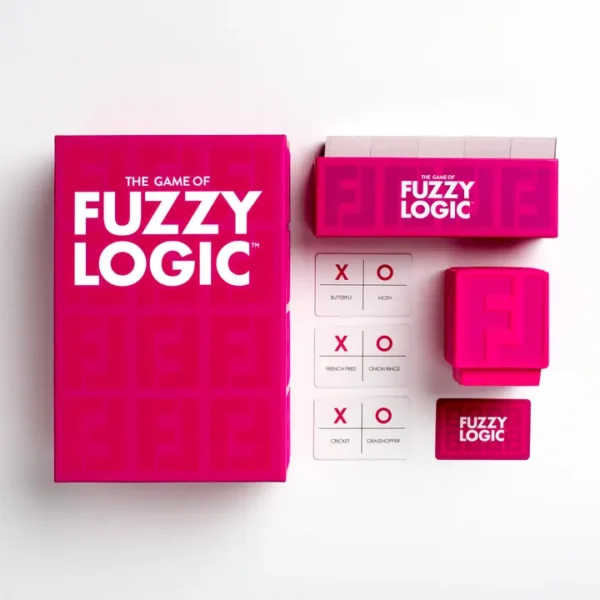 Fuzzy Logic game box and cards displayed.