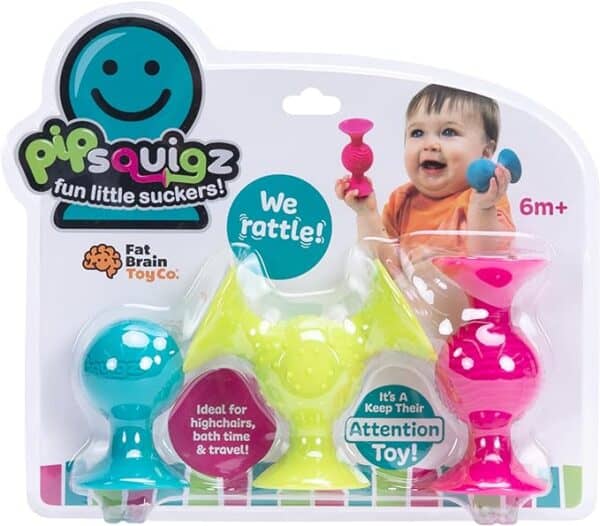 PipSquigz baby toy set for sensory play.