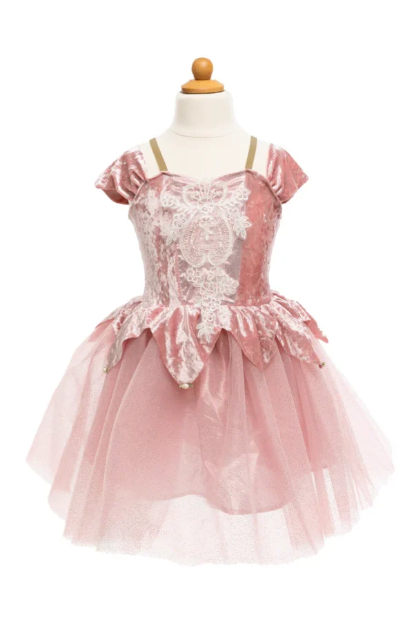 Pink velvet and lace princess dress for children.