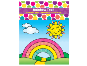 Rainbow activity book with colorful cover design.