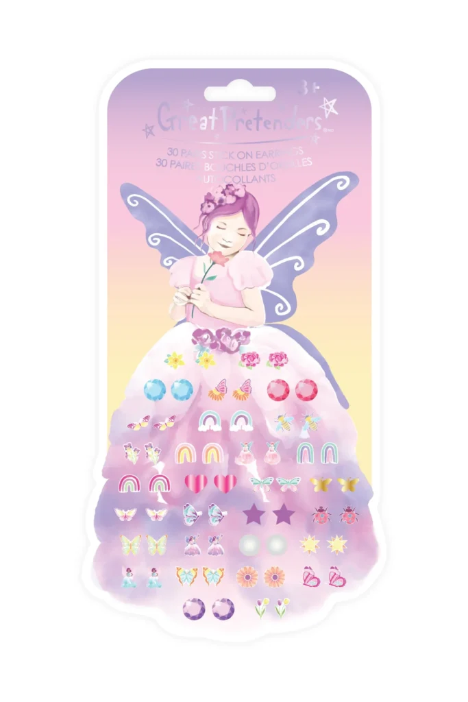 Fairy-themed kids' stick-on earrings package.