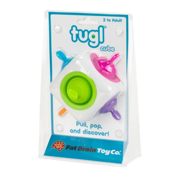 Tuggl Cube toy in packaging, colorful interactive design.