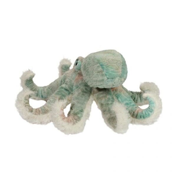 Soft plush octopus toy with green hues.