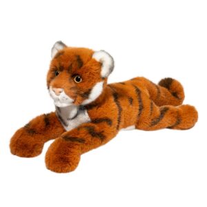 Plush tiger toy lying down