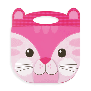 Pink cat-themed children's activity book cover