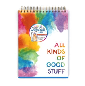 Colorful watercolor pad with inspirational text cover.