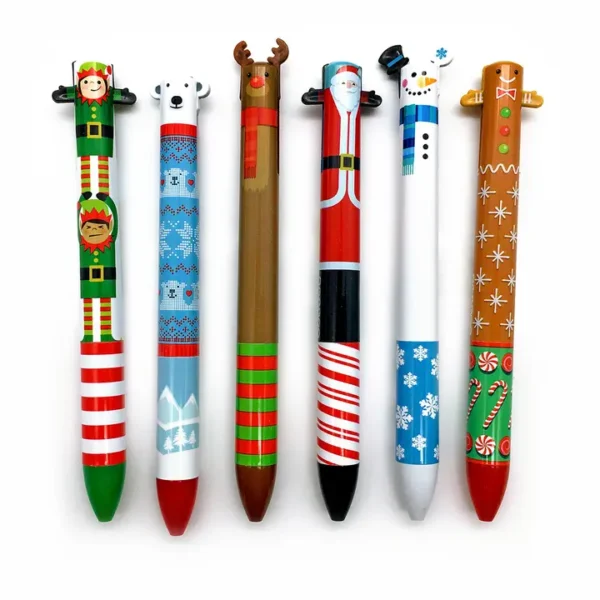 Festive holiday-themed pens with cute designs