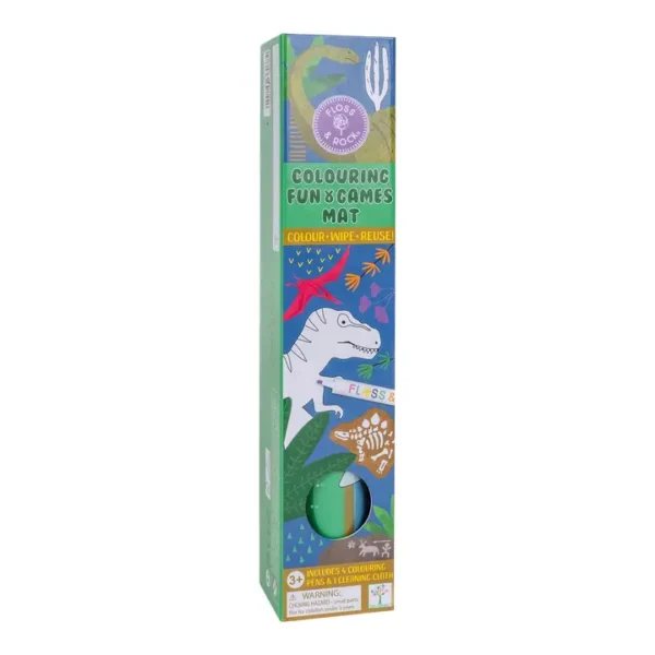 Dinosaur coloring fun and games mat for kids