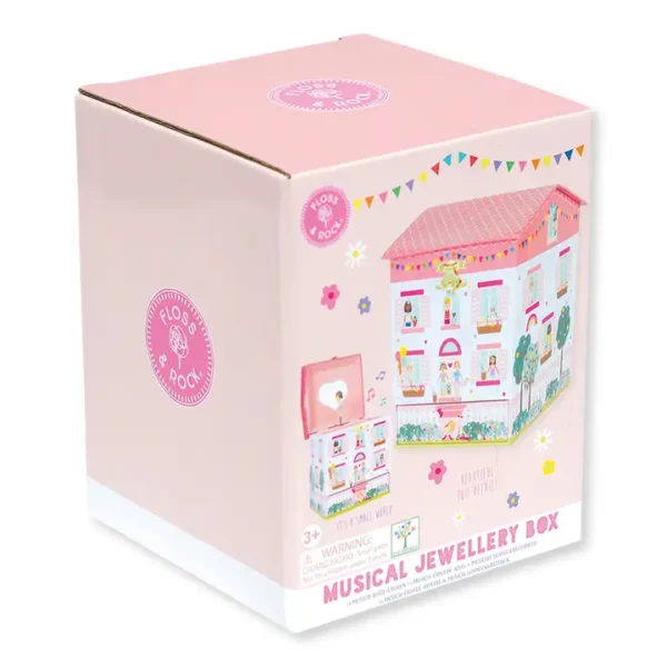 Pink house-shaped musical jewelry box packaging